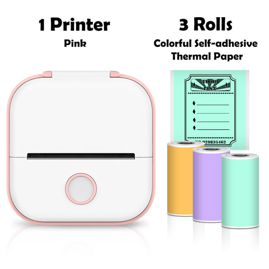 Impresora termica de bolsillo, Portatil, Inalambrica, Bluetooth, compacta, Blanco y negro para apuntes, compatible con iOS y Android.
